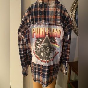 Repurposed Flannel/Pink Floyd T-Shirt‎